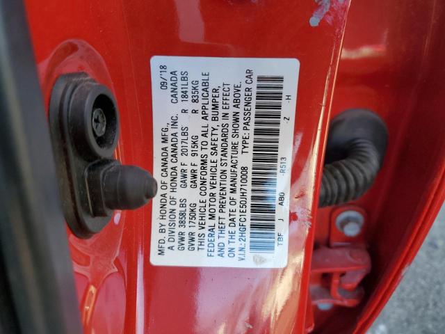 2HGFC1E50JH710008 - 2018 HONDA CIVIC SI RED photo 13