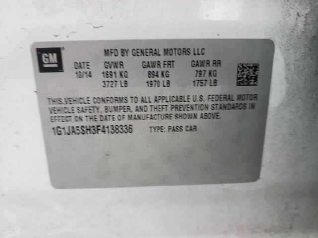 1G1JA5SH3F4138336 - 2015 CHEVROLET SONIC LS 白色 照片 12