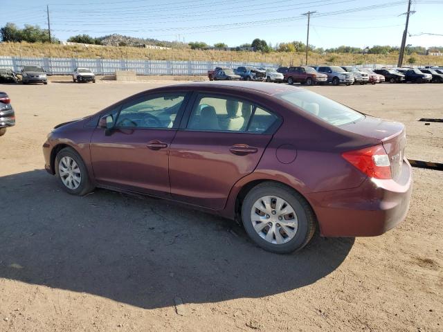 2HGFB2F58CH544914 - 2012 HONDA CIVIC LX MAROON photo 2