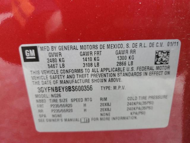 3GYFNBEY8BS600356 - 2011 CADILLAC SRX PERFORMANCE COLLECTION Rouge photo 13