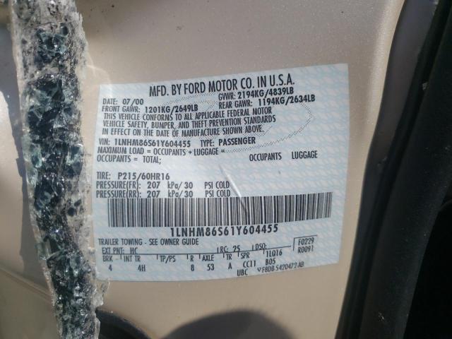 1LNHM86S61Y604455 - 2001 LINCOLN LS 米色 照片 10