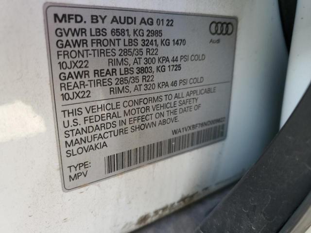 WA1VXBF76ND009622 - 2022 AUDI Q7 PRESTIGE WHITE photo 13