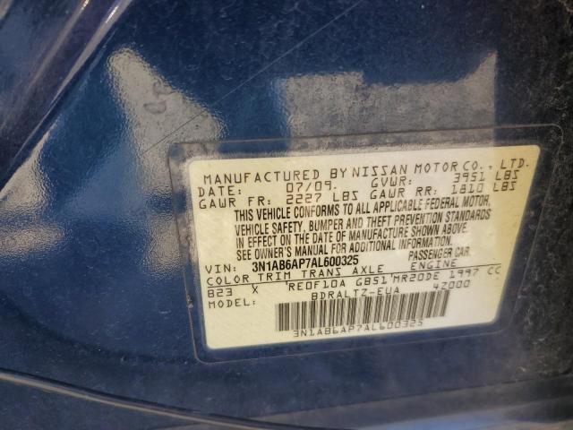 3N1AB6AP7AL600325 - 2010 NISSAN SENTRA 2.0 BLUE photo 12