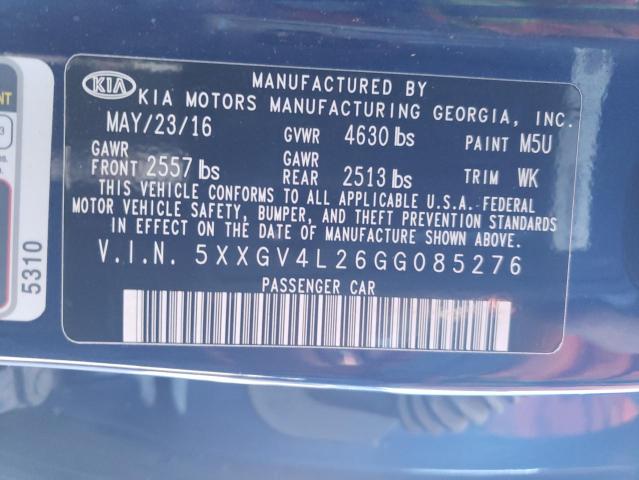 5XXGV4L26GG085276 - 2016 KIA OPTIMA SXL BLUE photo 12