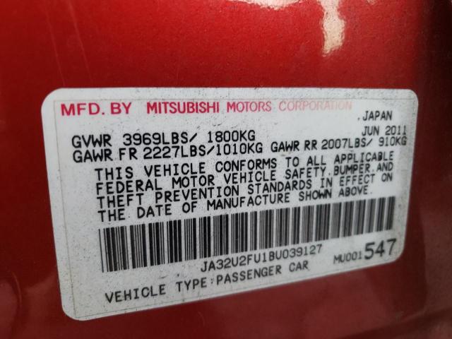 JA32U2FU1BU039127 - 2011 MITSUBISHI LANCER ES/ES SPORT RED photo 12