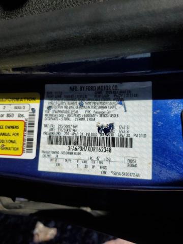 3FA6P0H7XDR162348 - 2013 FORD FUSION SE BLUE photo 12