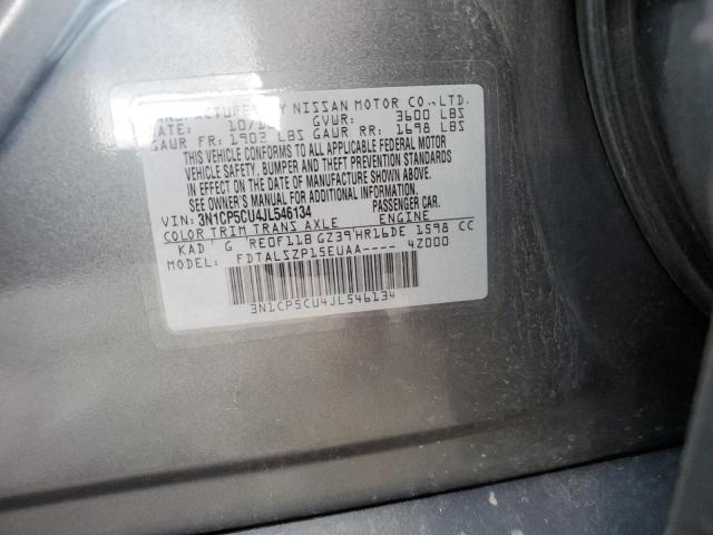 3N1CP5CU4JL546134 - 2018 NISSAN KICKS S GRAY photo 13