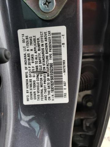 19XFB2F50EE052360 - 2014 HONDA CIVIC LX GRAY photo 12