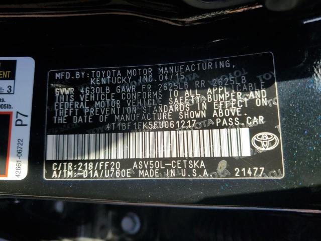 4T1BF1FK5FU061217 - 2015 TOYOTA CAMRY LE BLACK photo 12