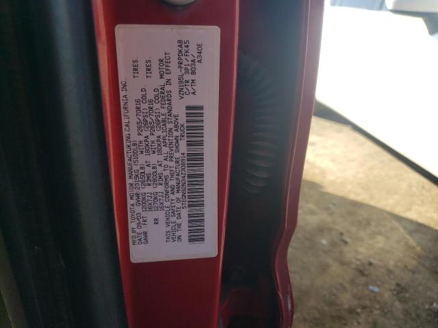 5TEGN92N34Z308914 - 2004 TOYOTA TACOMA DOUBLE CAB PRERUNNER BURGUNDY photo 13