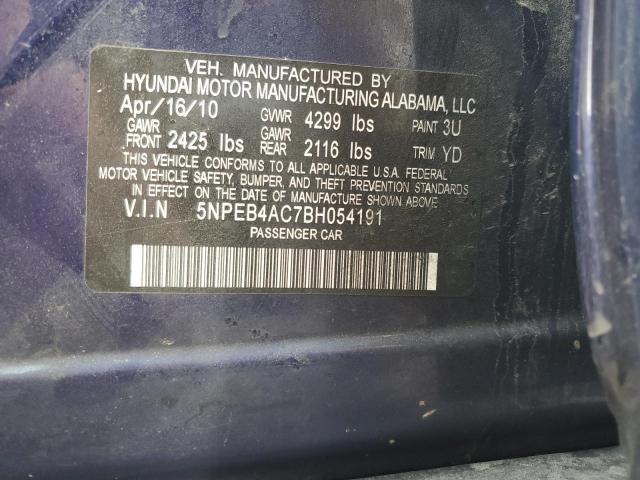 5NPEB4AC7BH054191 - 2011 HYUNDAI SONATA GLS BLUE photo 12