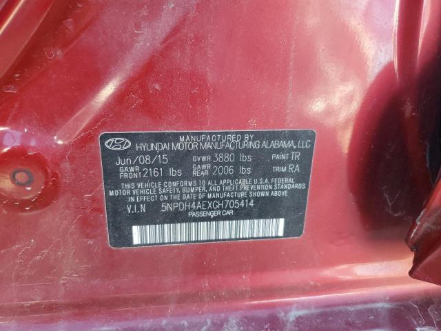 5NPDH4AEXGH705414 - 2016 HYUNDAI ELANTRA SE RED photo 12