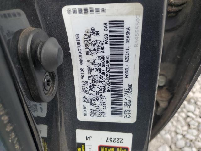 1NXBE40E59Z049631 - 2009 TOYOTA COROLLA XRS GRAY photo 12