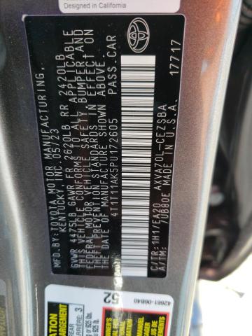 4T1T11AK5PU172605 - 2023 TOYOTA CAMRY SE NIGHT SHADE GRAY photo 12