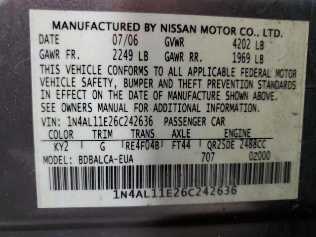 1N4AL11E26C242636 - 2006 NISSAN ALTIMA S TAN photo 12