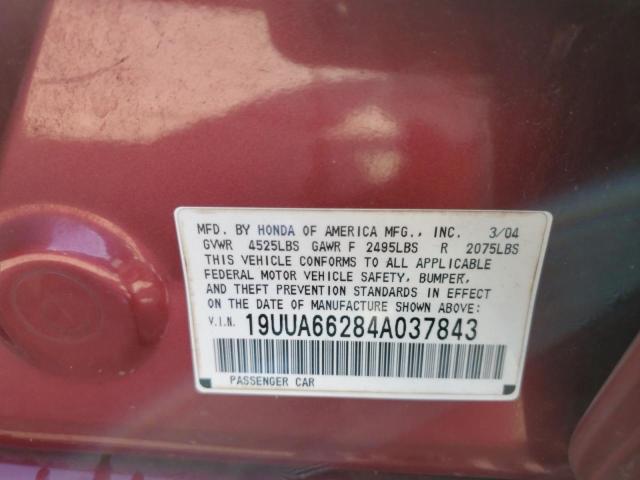 19UUA66284A037843 - 2004 ACURA TL BURGUNDY photo 12