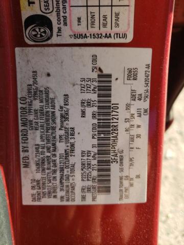 3FAHP0HA2BR121701 - 2011 FORD FUSION SE RED photo 12