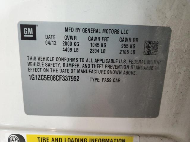 1G1ZC5E08CF337952 - 2012 CHEVROLET MALIBU 1LT WHITE photo 12