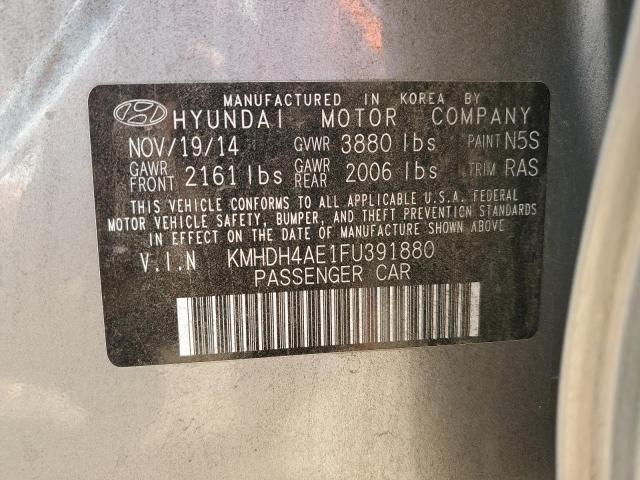 KMHDH4AE1FU391880 - 2015 HYUNDAI ELANTRA SE GRAY photo 12