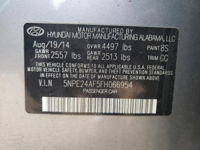 5NPE24AF5FH066954 - 2015 HYUNDAI SONATA SE SILVER photo 12