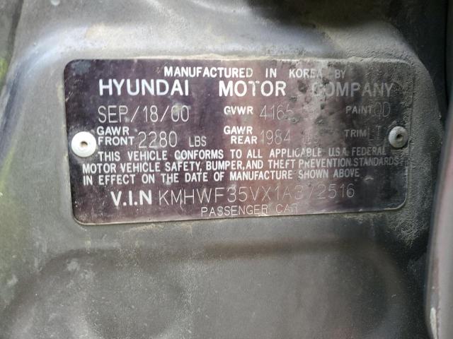 KMHWF35VX1A372516 - 2001 HYUNDAI SONATA GLS GRAY photo 12