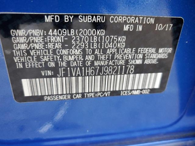 JF1VA1H67J9821178 - 2018 SUBARU WRX LIMITED BLUE photo 12