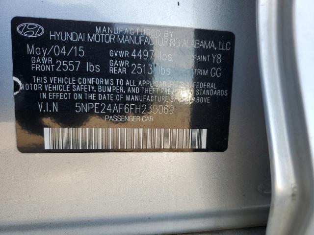 5NPE24AF6FH235069 - 2015 HYUNDAI SONATA SE SILVER photo 12