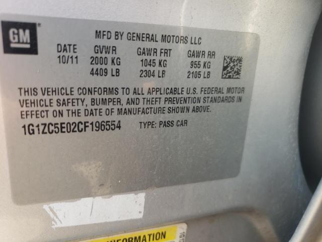 1G1ZC5E02CF196554 - 2012 CHEVROLET MALIBU 1LT Srebrny zdjęcie 12