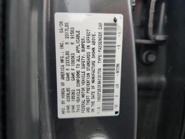 1HGCP26318A131774 - 2008 HONDA ACCORD LX GRAY photo 12