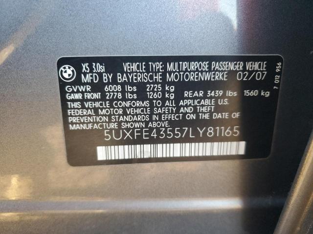 5UXFE43557LY81165 - 2007 BMW X5 3.0I GRAY photo 14