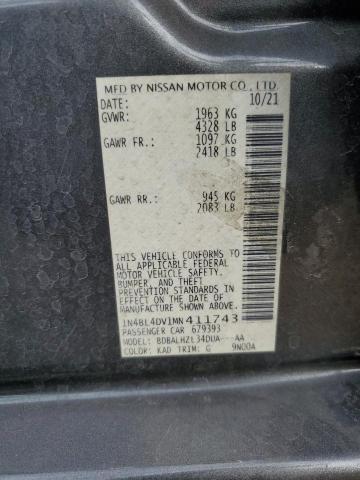 1N4BL4DV1MN411743 - 2021 NISSAN ALTIMA SV GRAY photo 12