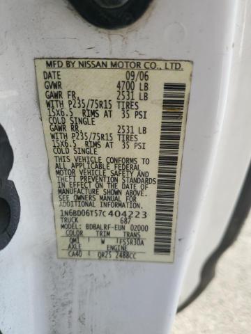 1N6BD06T57C404223 - 2007 NISSAN FRONTIER KING CAB XE WHITE photo 12