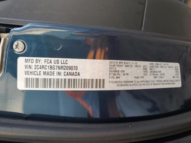 2C4RC1BG7NR209070 - 2022 CHRYSLER PACIFICA TOURING L 蓝色 照片 14