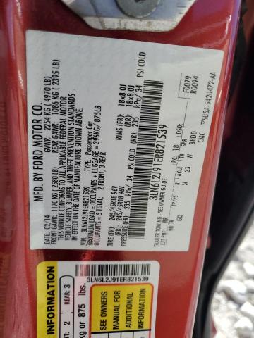 3LN6L2J91ER821539 - 2014 LINCOLN MKZ RED photo 12