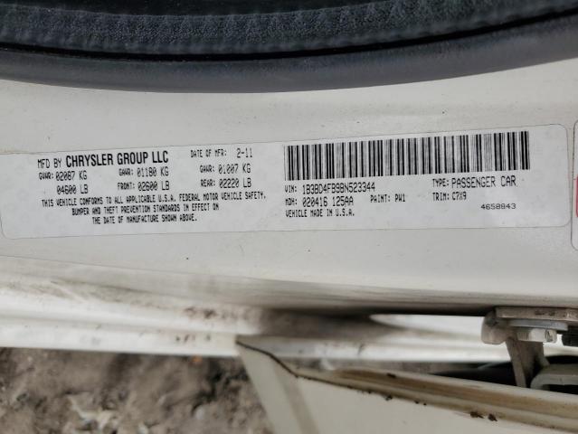 1B3BD4FB9BN523344 - 2011 DODGE AVENGER EXPRESS 白色 照片 12