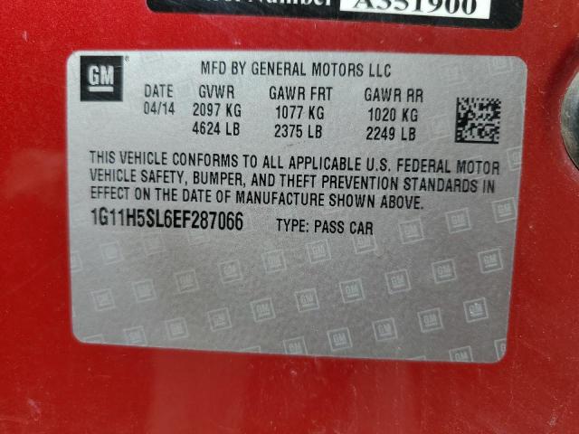 1G11H5SL6EF287066 - 2014 CHEVROLET MALIBU LTZ წითელი ფოტო 12