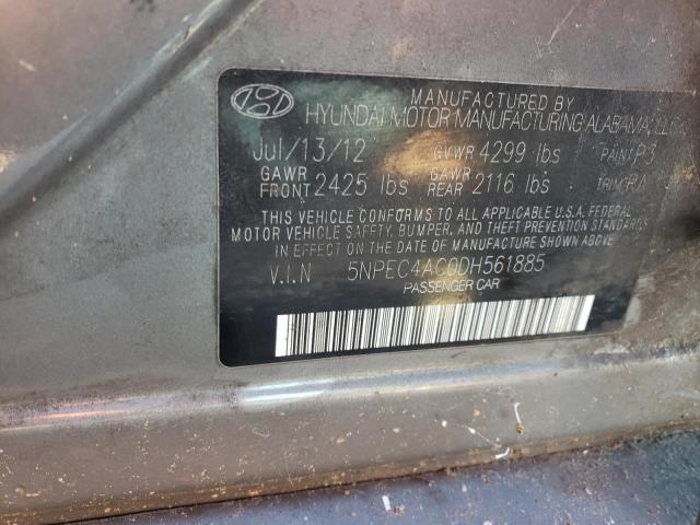 5NPEC4AC0DH561885 - 2013 HYUNDAI SONATA SE GRAY photo 12