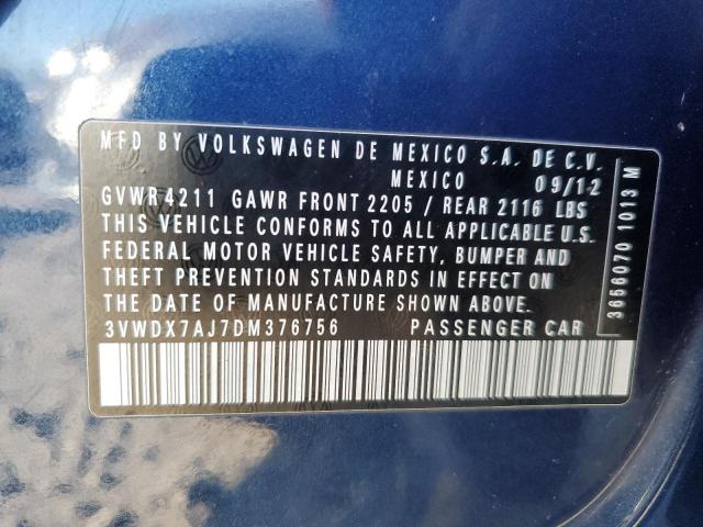 3VWDX7AJ7DM376756 - 2013 VOLKSWAGEN JETTA SE BLUE photo 12