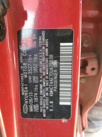 KMHCT4AE7DU475838 - 2013 HYUNDAI ACCENT GLS RED photo 12