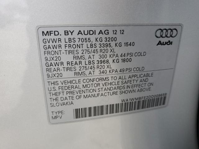 WA1WMBFE2DD009658 - 2013 AUDI Q7 PRESTIGE SILVER photo 13