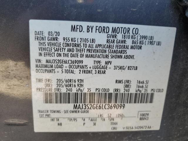 MAJ3S2GE6LC369099 - 2020 FORD ECOSPORT SE Boz foto 12