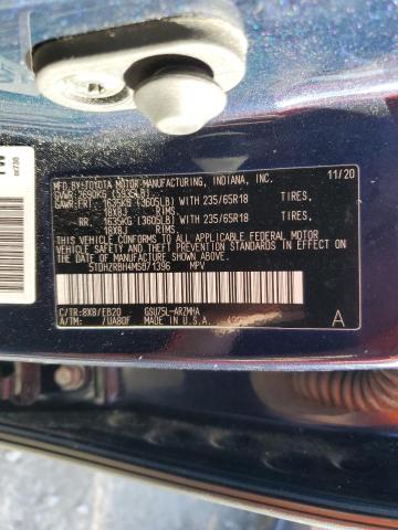 5TDHZRBH4MS071396 - 2021 TOYOTA HIGHLANDER XLE BLUE photo 14