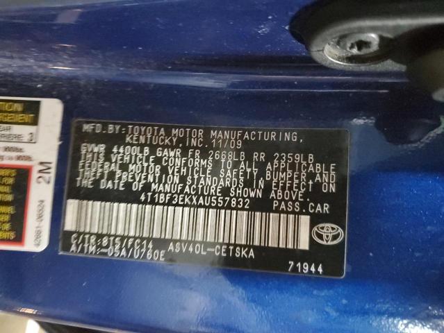 4T1BF3EKXAU557832 - 2010 TOYOTA CAMRY BASE BLUE photo 12