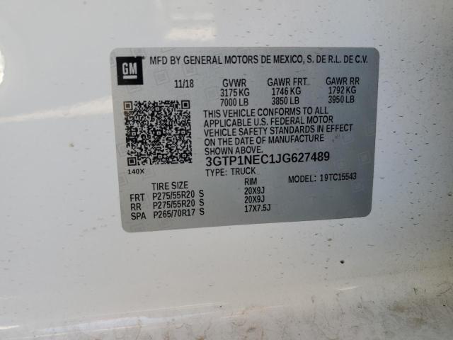 3GTP1NEC1JG627489 - 2018 GMC SIERRA C1500 SLT WHITE photo 13