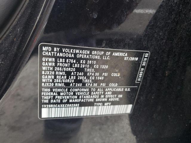 1V2SR2CAXKC592392 - 2019 VOLKSWAGEN ATLAS SEL GRAY photo 14