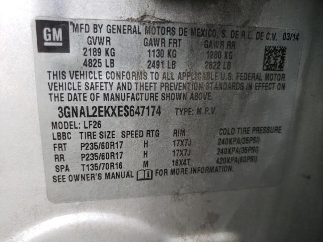 3GNAL2EKXES647174 - 2014 CHEVROLET CAPTIVA LS 银色 照片 13