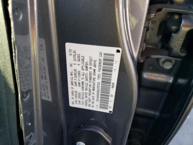 19UUA662X5A075723 - 2005 ACURA TL GRAY photo 12