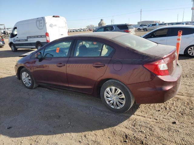 19XFB2F51CE056754 - 2012 HONDA CIVIC LX MAROON photo 2