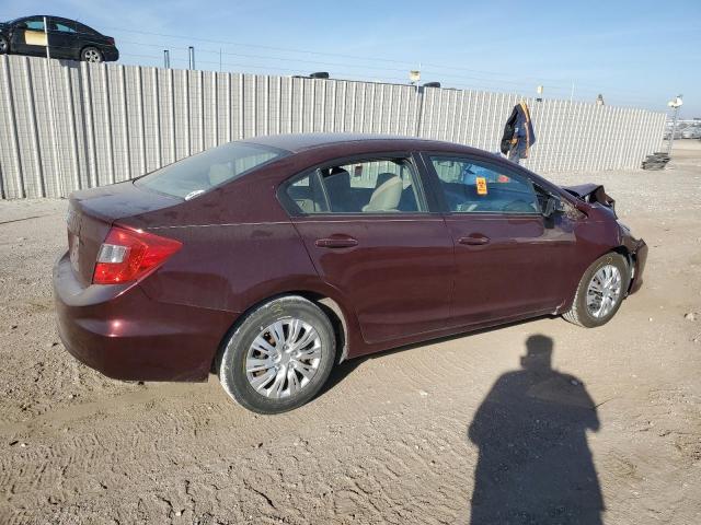 19XFB2F51CE056754 - 2012 HONDA CIVIC LX MAROON photo 3