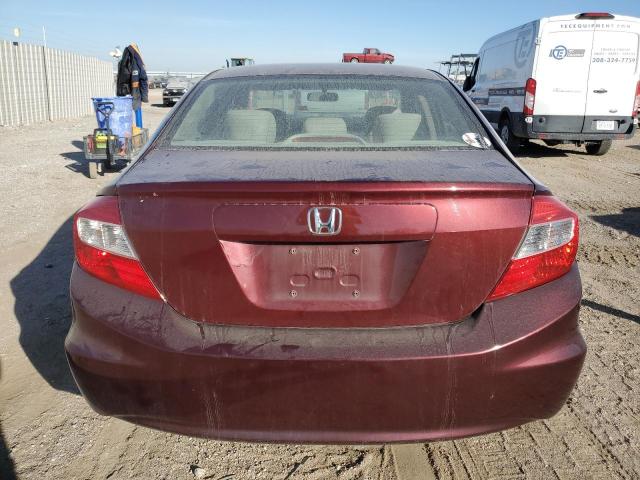 19XFB2F51CE056754 - 2012 HONDA CIVIC LX MAROON photo 6